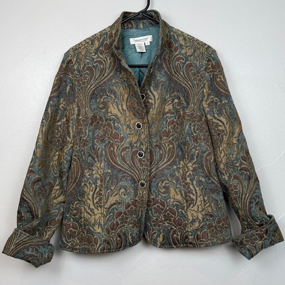 Coldwater Creek Womens tapestry Blazer Jacket Size Medium Boho Artsy Academia